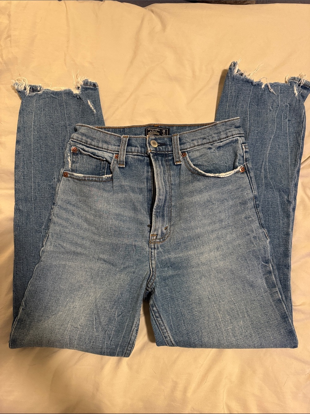 Abercrombie & Fitch Light Blue High-Rise Straight Jeans